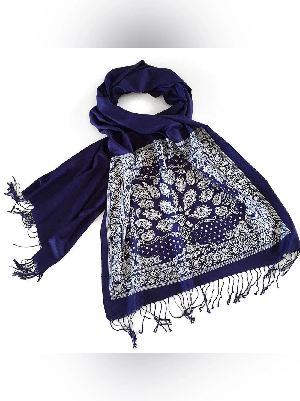 Neat Cyperoptix Tie Lab Navy Paisley Viscose Scarf